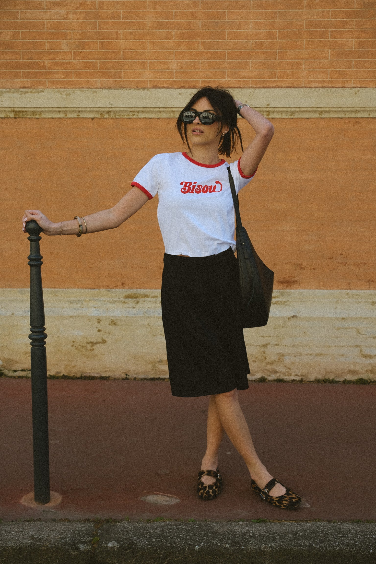 T-shirt à col rond Bisou